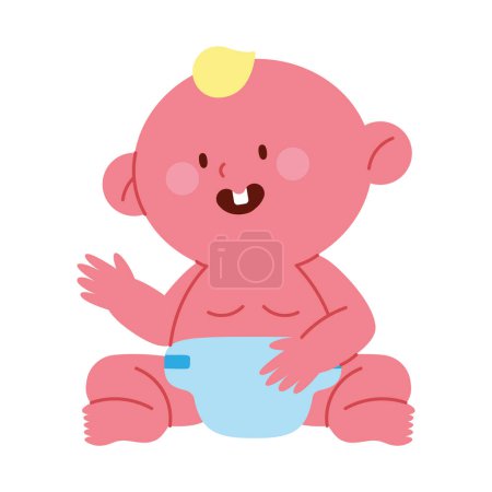 Ilustración de Bebé ducha lindo chico aislado diseño - Imagen libre de derechos