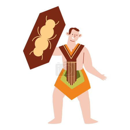 Ilustración de Gawai dayak hombre en traje aislado diseño - Imagen libre de derechos