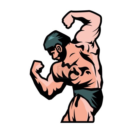 gymnase emblème bodybuilder homme isolé
