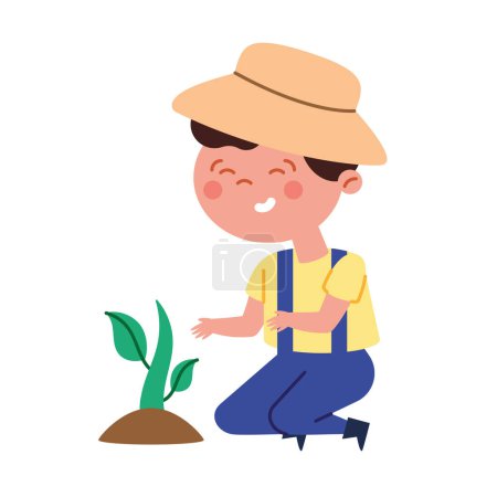Illustration for Boy planting tree isolated design - Royalty Free Image