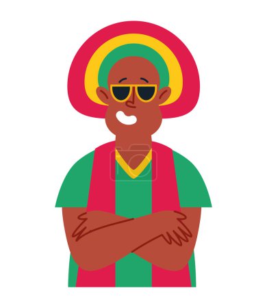 Téléchargez les illustrations : Reggae homme avatar conception isolée - en licence libre de droit