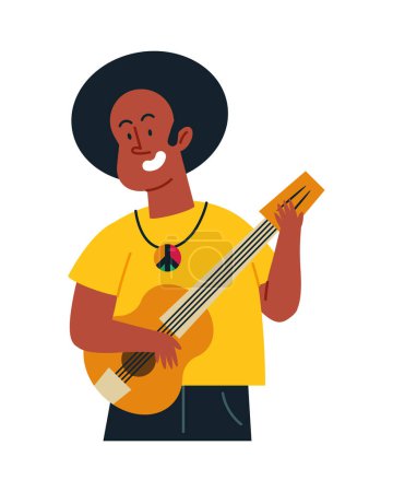 Reggae Mann mit Gitarre isoliert Design