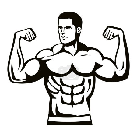 Illustration for Gym emblem bodybuilder man isolated - Royalty Free Image