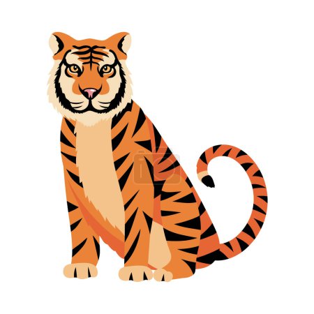 Téléchargez les illustrations : Tigre animal illustration conception isolée - en licence libre de droit