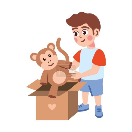 Ilustración de Lindo niño y juguete donación diseño aislado - Imagen libre de derechos