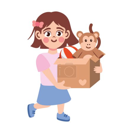 Illustration for Girl with toys donation isolated design - Royalty Free Image