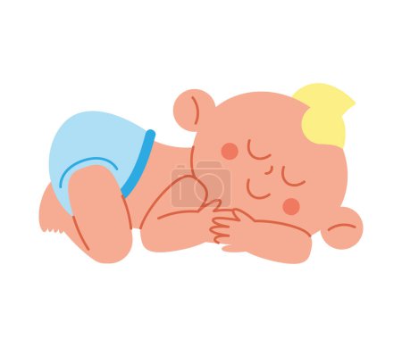 Téléchargez les illustrations : Douche bébé garçon dormir conception isolée - en licence libre de droit