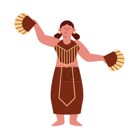 Téléchargez les illustrations : Gawai dayak femme conception isolée - en licence libre de droit