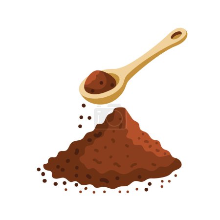 cocoa powder and spoon isolated