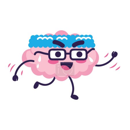 Illustration for Happy fitness brain cartoon character - Royalty Free Image