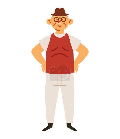 vieil homme portant des lunettes et chapeau dessin animé