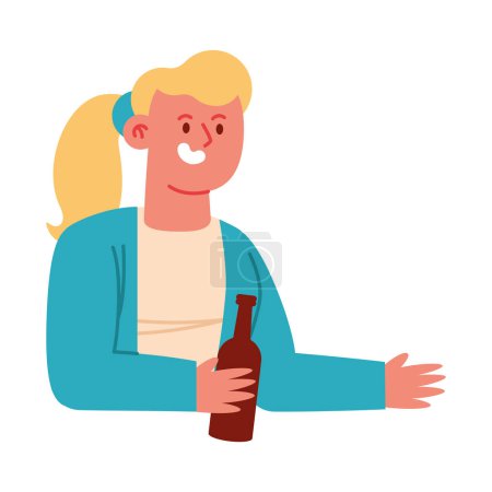 woman drinking beer comic cartoon