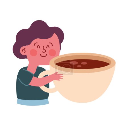 boy with big chocolate mug cartoon