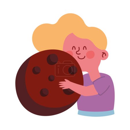 girl with huge chocolate cookie cartoon
