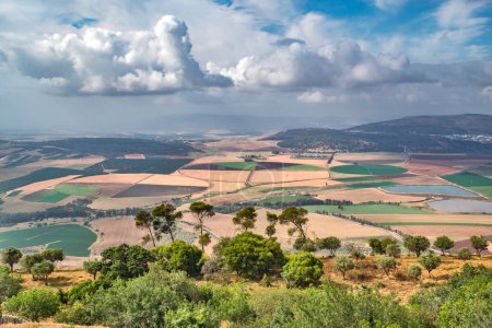 Téléchargez les photos : Vue de la vallée d'Israël depuis le sommet du mont Tabor au printemps. - en image libre de droit