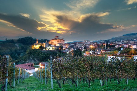 Photo for Famous beautiful Barolo village in Piemonte zone, Langhe, Italy. Barolo is the name of a famous red wine in Italy produced in this part of Italy - Royalty Free Image