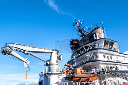 Photo for January 17 2023, Brest, Bretagne, France : The famous tug named Abeille Bourbon in the port of Brest. The Abeille Bourbon is a French intervention, assistance and salvage tug - Royalty Free Image