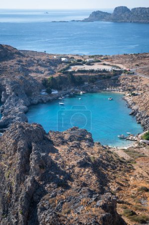 Téléchargez les photos : Célèbre et belle île Lindos dans le Dodécanèse, près de Rhodes, Grèce - en image libre de droit