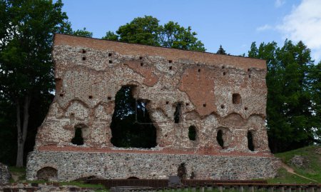 Photo for Ruins of medieval castle in Viljandi, Estonia in summer sunny day. - Royalty Free Image