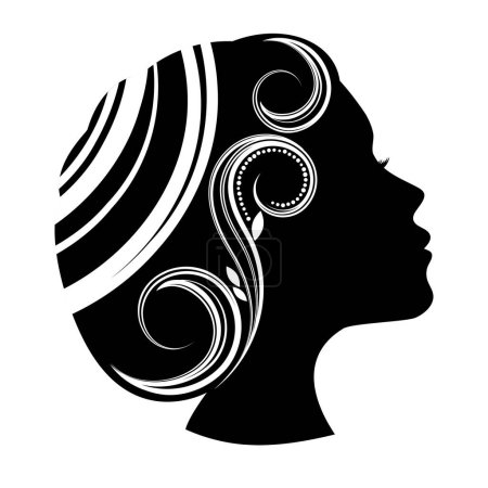 Illustration for Female profile of a beautiful young woman with curls of hair - Royalty Free Image