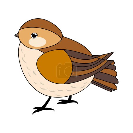 Illustration for Line cute bird, coloring style isolated on white background, vector sign. - Royalty Free Image