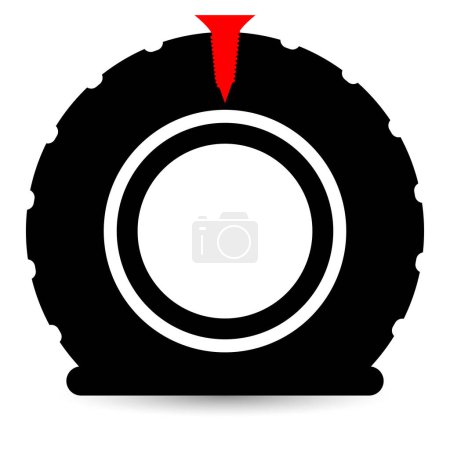 Ilustración de Icono de vector de neumático perforado aislado sobre un fondo blanco. - Imagen libre de derechos