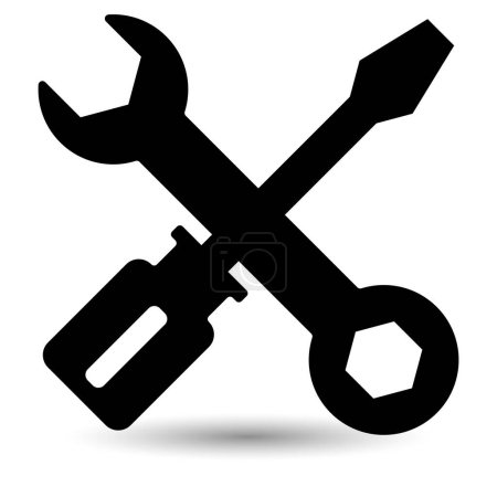 Ilustración de Destornillador, icono de llave inglesa aislado sobre un fondo blanco. - Imagen libre de derechos