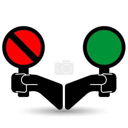 Téléchargez les illustrations : Stop panneau de signalisation dans la main icône isolée sur un fond blanc. - en licence libre de droit