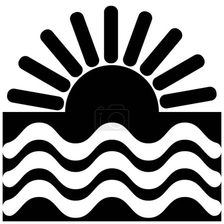 Illustration for Sunrise, sea  icon isolated on a white background. - Royalty Free Image
