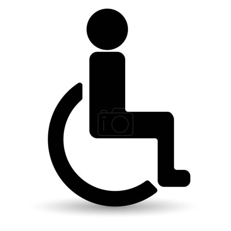 Téléchargez les illustrations : Icône de l'utilisateur de fauteuil roulant isolé sur un fond blanc. - en licence libre de droit