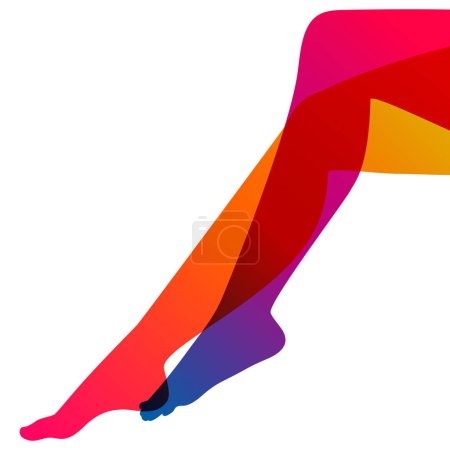 Illustration for Long and slim female legs on white background, vector illustration. - Royalty Free Image