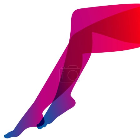 Illustration for Long and slim female legs on white background, vector illustration. - Royalty Free Image