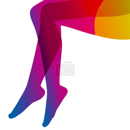 Téléchargez les illustrations : Longues et fines jambes féminines en bas sur fond blanc, illustration vectorielle. - en licence libre de droit