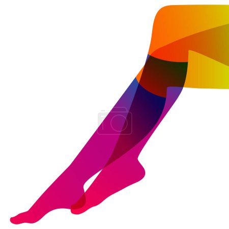 Ilustración de Patas femeninas largas y delgadas en calcetines de rodilla sobre fondo blanco, ilustración vectorial. - Imagen libre de derechos