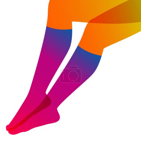 Téléchargez les illustrations : Longues et fines jambes féminines en chaussettes de genou sur fond blanc, illustration vectorielle. - en licence libre de droit