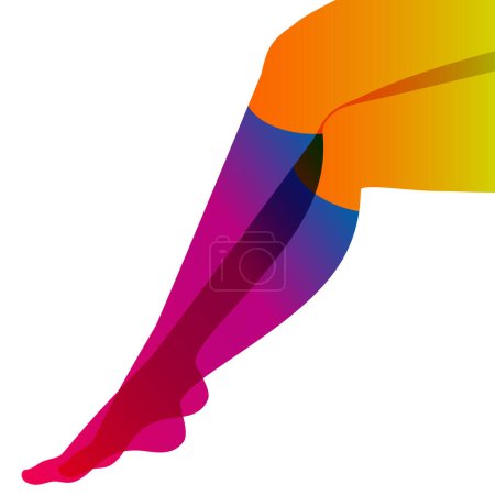 Ilustración de Patas femeninas largas y delgadas en calcetines de rodilla sobre fondo blanco, ilustración vectorial. - Imagen libre de derechos