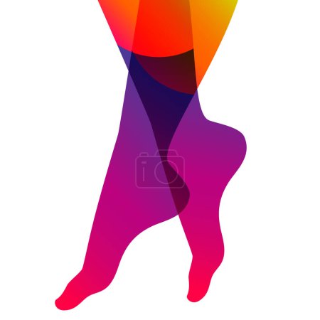 Illustration for Long and slim female legs in socks on white background, vector illustration. - Royalty Free Image