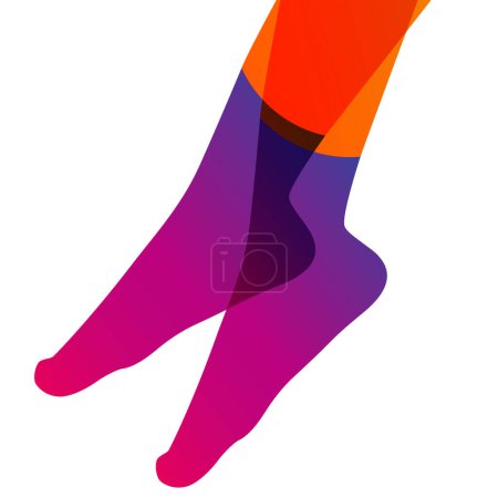 Ilustración de Patas femeninas largas y delgadas en calcetines sobre fondo blanco, ilustración vectorial. - Imagen libre de derechos