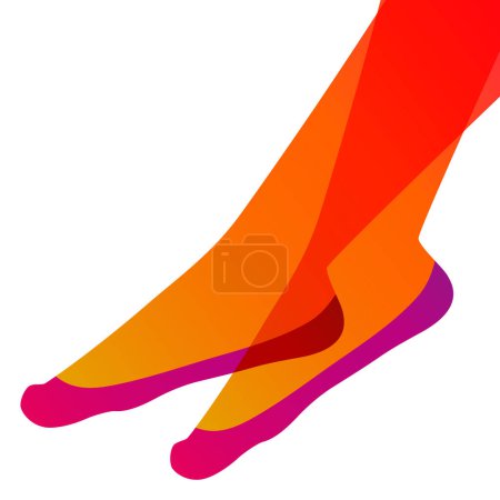 Ilustración de Patas femeninas largas y delgadas en calcetines sin revestimiento sobre fondo blanco, ilustración vectorial. - Imagen libre de derechos