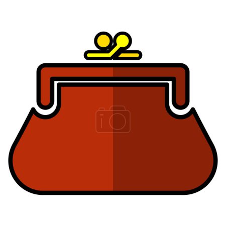 Illustration for Purse, line icon isolated on a white background. - Royalty Free Image
