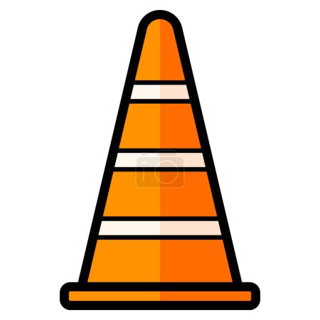 Illustration for Traffic cone line icon isolated on a white background. - Royalty Free Image