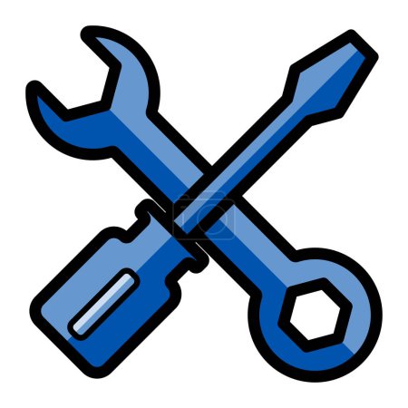 Illustration for Screwdriver, wrench line icon isolated on a white background. - Royalty Free Image
