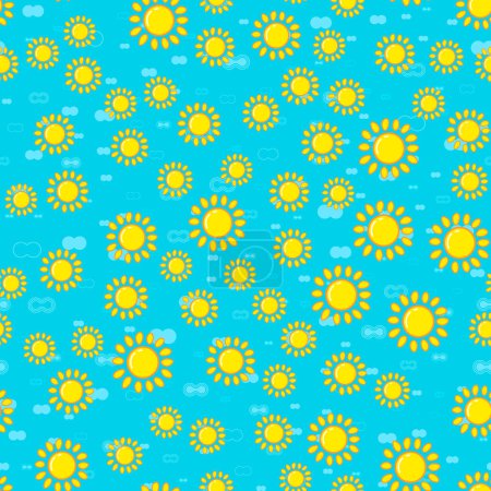 Illustration for Sun seamless pattern on white background. Paper print design. Abstract retro vector illustration. Trendy textile, fabric, wrapping. Modern space decoration. - Royalty Free Image
