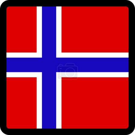 Illustration for Flag of Norway in the shape of square with contrasting contour, social media communication sign, patriotism, a button for switching the language on the site, an icon. - Royalty Free Image