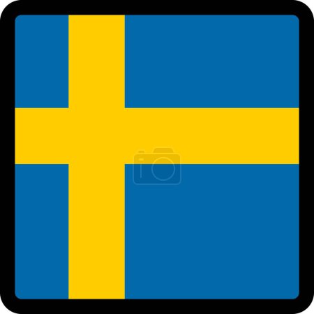 Ilustración de Bandera de Suecia en forma de cuadrado con contorno contrastante, signo de comunicación en las redes sociales, patriotismo, un botón para cambiar el idioma en el sitio, un icono. - Imagen libre de derechos
