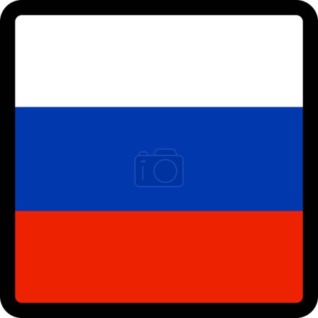 Ilustración de Bandera de la Federación Rusa en forma de cuadrado con contorno contrastante, signo de comunicación en las redes sociales, patriotismo, un botón para cambiar el idioma en el sitio, un icono. - Imagen libre de derechos