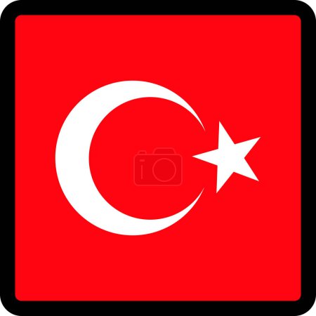Ilustración de Bandera de Turquía en forma de cuadrado con contorno contrastante, signo de comunicación en las redes sociales, patriotismo, un botón para cambiar el idioma en el sitio, un icono. - Imagen libre de derechos