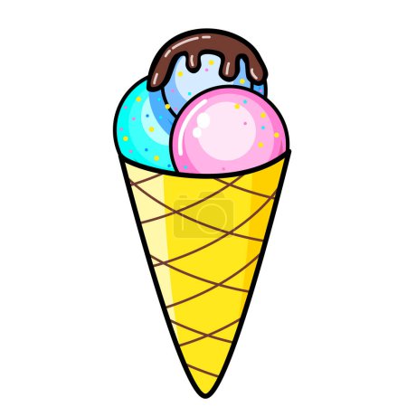 Illustration for Ice cream icon. Line art. White background. Social media icon. Business concept. Sign, symbol, web element. Tattoo template. Website pictogram. - Royalty Free Image