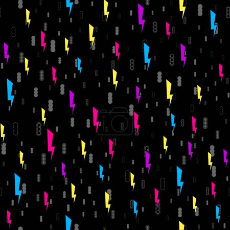 Illustration for Lightning seamless pattern on white background. Paper print design. Abstract retro vector illustration. Trendy textile, fabric, wrapping. Modern space decoration. - Royalty Free Image