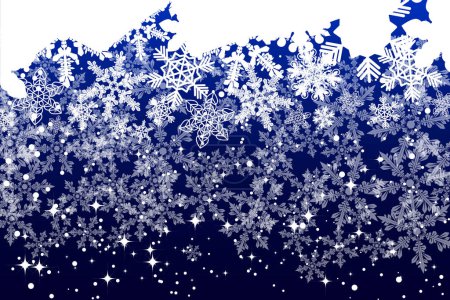Téléchargez les illustrations : Blizzard de neige de belles chutes artistiques flocons de neige avec les étoiles. Fond de vacances de Noël pour la conception de décoration célébration. - en licence libre de droit